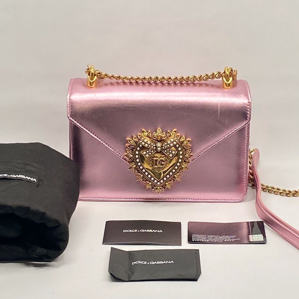 Dolce & Gabbana Devotion metallic leather shoulder bag
